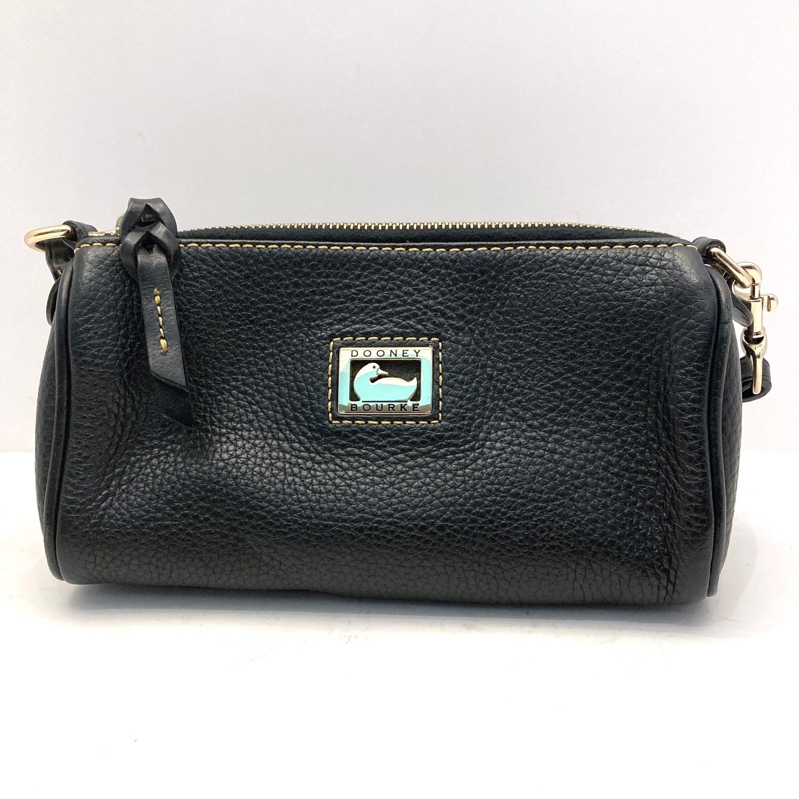 Dooney & Bourke Dillen Mini Barrel Purse Bag Black Pebbled Leather